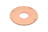 Copper Round Charm, 2 Raw Copper Charms With 2 Holes, Pendants, Findings (30x0.80mm) M02627