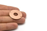 Copper Round Charm, 2 Raw Copper Charms With 2 Holes, Pendants, Findings (30x0.80mm) M02627