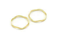 Gold Circle Rings, 12 Gold Lacquer Plated Brass Wavy Circle Rings, Charms (20x0.80x1.5mm) E192 Q0269