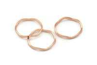 Rose Gold Circle Rings, 12 Rose Gold Lacquer Plated Brass Wavy Circle Rings, Charms (20x0.80x1.5mm) E192 Q0269