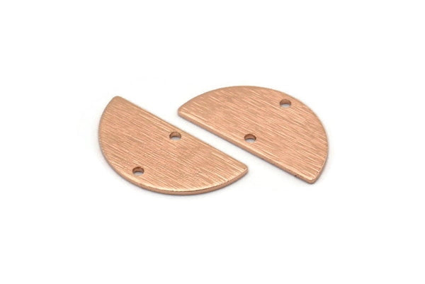 Rose Gold Semi Circle, 4 Rose Gold Plated Brass Textured Half Moon Connector With 2 Holes, Charms, Pendants (21x10.5x0.80mm) D0615 Q0762