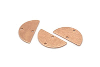 Rose Gold Semi Circle, 4 Rose Gold Plated Brass Textured Half Moon Connector With 2 Holes, Charms, Pendants (21x10.5x0.80mm) D0615 Q0762