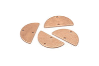 Rose Gold Semi Circle, 4 Rose Gold Plated Brass Textured Half Moon Connector With 2 Holes, Charms, Pendants (21x10.5x0.80mm) D0615 Q0762
