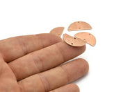 Rose Gold Semi Circle, 4 Rose Gold Plated Brass Textured Half Moon Connector With 2 Holes, Charms, Pendants (21x10.5x0.80mm) D0615 Q0762