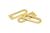 D Shape Rings, 3 Gold Plated Brass D Shape Connectors With 1 Hole, Rings  (37x13x1mm) BS 1927 Q0477