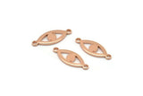 Rose Gold Eye Charm, 12 Rose Gold Plated Brass Eye Connectors With 2 Loops, Pendants, Earrings (18x7x1mm) D1143 Q0875
