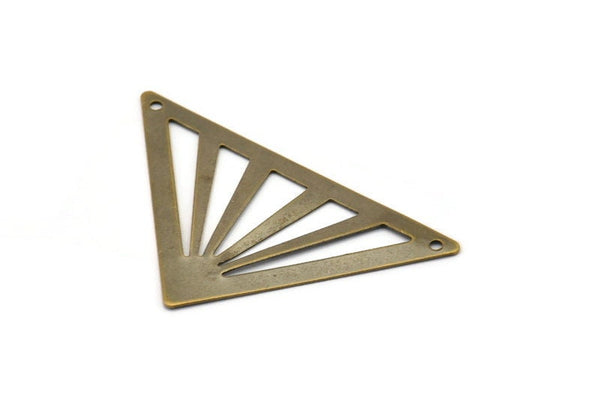 Antique Brass Charm, 10 Antique Brass Triangle Pendant, Charms, Findings, With 2 Holes (45x35x35mm) Pen 3091 K105