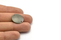 Round Spiral Charm, 10 Antique Brass Round Spiral Charms Findings Connector (20mm) Pen 668 K056