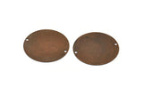 Antique Copper Round, 5 Antique Copper Tone Brass Tags With Two Holes, Connector Rings (32mm) Pen 1452 K051