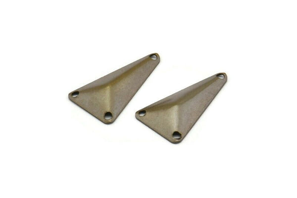 Triangle Pyramid Charm, 20 Antique Brass Triangle Pyramid Charms With 3 Holes (20x11mm) Pen 3040 K110