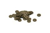 Middle Hole Spacer Bead, 100 Antique Brass Round Middle Hole Bead Caps, Spacer Bead Charms, Findings (6.5mm) K022