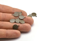 Antique Copper Charm, 30 Antique Copper Tone Brass Round Charms, Pendant, Findings (10mm)   K046