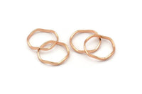 Rose Gold Circle Rings, 24 Rose Gold Lacquer Plated Brass Wavy Circle Rings, Charms (17.50x0.80x1.5mm) E188 Q0324