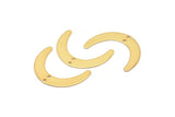 Gold Moon Charm, 6 Gold Plated Brass Crescent Moon Charms With 2 Holes, Connectors (28x19x0.60mm) D913 Q0781