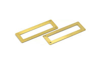 Open Rectangle Connector, 12 Raw Brass Rectangle Pendant, Connectors With 2 Holes (50x17x0.70mm) C008