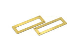Open Rectangle Connector, 12 Raw Brass Rectangle Pendant, Connectors With 2 Holes (50x17x0.70mm) C008