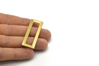 Open Rectangle Connector, 12 Raw Brass Rectangle Pendant, Connectors With 2 Holes (50x17x0.70mm) C008