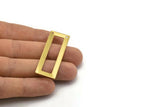 Open Rectangle Connector, 12 Raw Brass Rectangle Pendant, Connectors With 2 Holes (50x17x0.70mm) C008