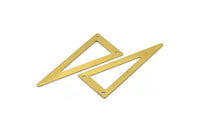 Open Brass Triangle Pendant, 12 Raw Brass Triangle Pendant with 2 Holes (54x23x0.70mm) C009