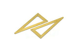 Open Brass Triangle Pendant, 12 Raw Brass Triangle Pendant with 2 Holes (54x23x0.70mm) C009
