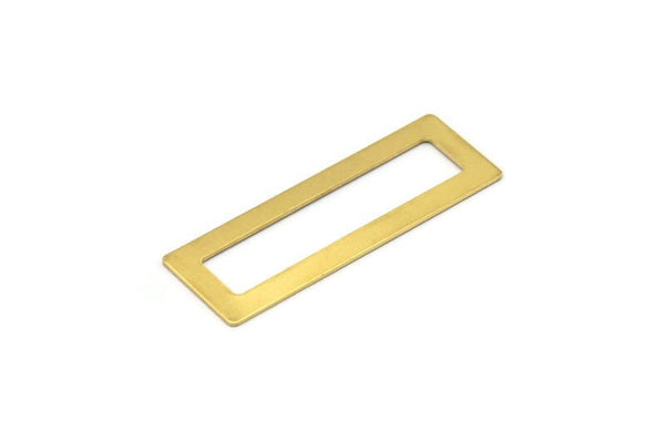 Blank Rectangle Connector, 12 Raw Brass Rectangle Connectors With No Holes (50x17x0.70mm) C007