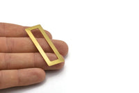 Blank Rectangle Connector, 12 Raw Brass Rectangle Connectors With No Holes (50x17x0.70mm) C007