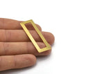Blank Rectangle Connector, 12 Raw Brass Rectangle Connectors With No Holes (50x17x0.70mm) C007