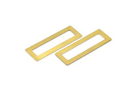 Blank Rectangle Connector, 12 Raw Brass Rectangle Connectors With No Holes (50x17x0.70mm) C007