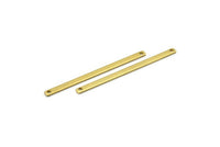 Long Necklace Bar, 30 Raw Brass Bar Connectors With 2 Holes (55x3x1mm) Brc 148--a0825