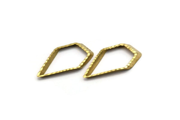 Diamond Brass Connector, 20 Raw Brass Textured Diamond Findings  (27x15mm)   D0328--D0324