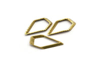 Diamond Brass Connector, 20 Raw Brass Textured Diamond Findings  (27x15mm)   D0328--D0324