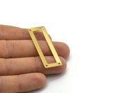 Brass Rectangle Ring, 12 Raw Brass Rectangles With 4 Holes, Open Rectangle Connectors (50x17x0.70mm) C003