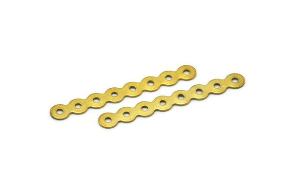 Raw Brass Charm, 25 Raw Brass With 8 Holes Connectors,charms, Findings (36x4.5mm) Brs37 A0215