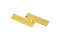 Brass Rectangle Bar, 24 Raw Brass Rectangle Stamping Blanks With 2 Holes, Pendants (30x8x0.80mm) Y216