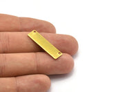 Brass Rectangle Bar, 24 Raw Brass Rectangle Stamping Blanks With 2 Holes, Pendants (30x8x0.80mm) Y216