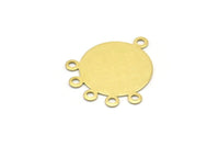 Brass Round Charm, 25 Raw Brass Round Charms With 6 Loops, Earrings, Pendants, Findings (23x20x0.60mm) Y176