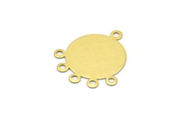 Brass Round Charm, 25 Raw Brass Round Charms With 6 Loops, Earrings, Pendants, Findings (23x20x0.60mm) Y176