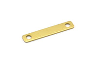Brass Rectangle Bar, 12 Raw Brass Rectangle Stamping Blanks with 2 Holes, Necklace Pendant (33x6x0.80mm)   D0264--Y015