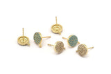 Gold Round Earring, 4 Gold Plated Brass Round Stud Earrings (9x2mm) SY0185
