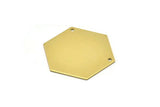 Brass Hexagon Necklace Pendant, 8 Raw Brass Hexagon Blanks With 2 Holea (35x0.80mm) A0839