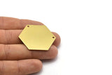 Brass Hexagon Necklace Pendant, 8 Raw Brass Hexagon Blanks With 2 Holea (35x0.80mm) A0839