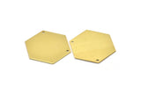 Brass Hexagon Necklace Pendant, 8 Raw Brass Hexagon Blanks With 2 Holea (35x0.80mm) A0839