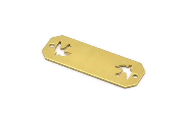 Brass Bird Blank, 10 Raw Brass Stamping Pendant, Blanks with 2 Holes (40x14x0.80mm)   D0252--C026