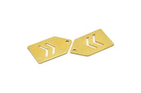 House Chevron Necklace, 12 Raw Brass House Chevron Stamping Blanks With 1 Holes (25x15x0.80mm) D0321--c064
