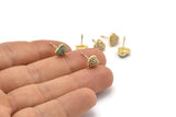 Gold Heart Earring, 4 Gold Plated Brass Heart Stud Earrings (8mm) SY0195