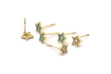 Gold Star Earring, 4 Gold Plated Brass Star Stud Earrings (7mm) SY0194