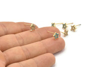 Gold Star Earring, 4 Gold Plated Brass Star Stud Earrings (7mm) SY0194