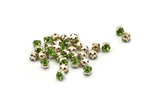 12 Peridot Crystal Rhinestone Beads With 4 Holes Brass Setting for SS24, Charms, Pendants, Earrings - 5.3mm SS24