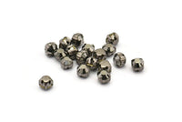 12 Jet Hematite Rhinestone Beads With 4 Holes Brass Setting for SS24, Charms, Pendants, Earrings - 5.3mm SS24