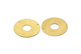 Brass Round Charm, 4 Textured Raw Brass Charms With 1 Hole, Pendants, Findings (30x0.80mm) M02650